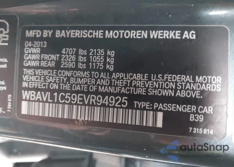 2014 BMW X1 xDrive28I from USA, damaged, VIN WBAVL1C59EVR94925